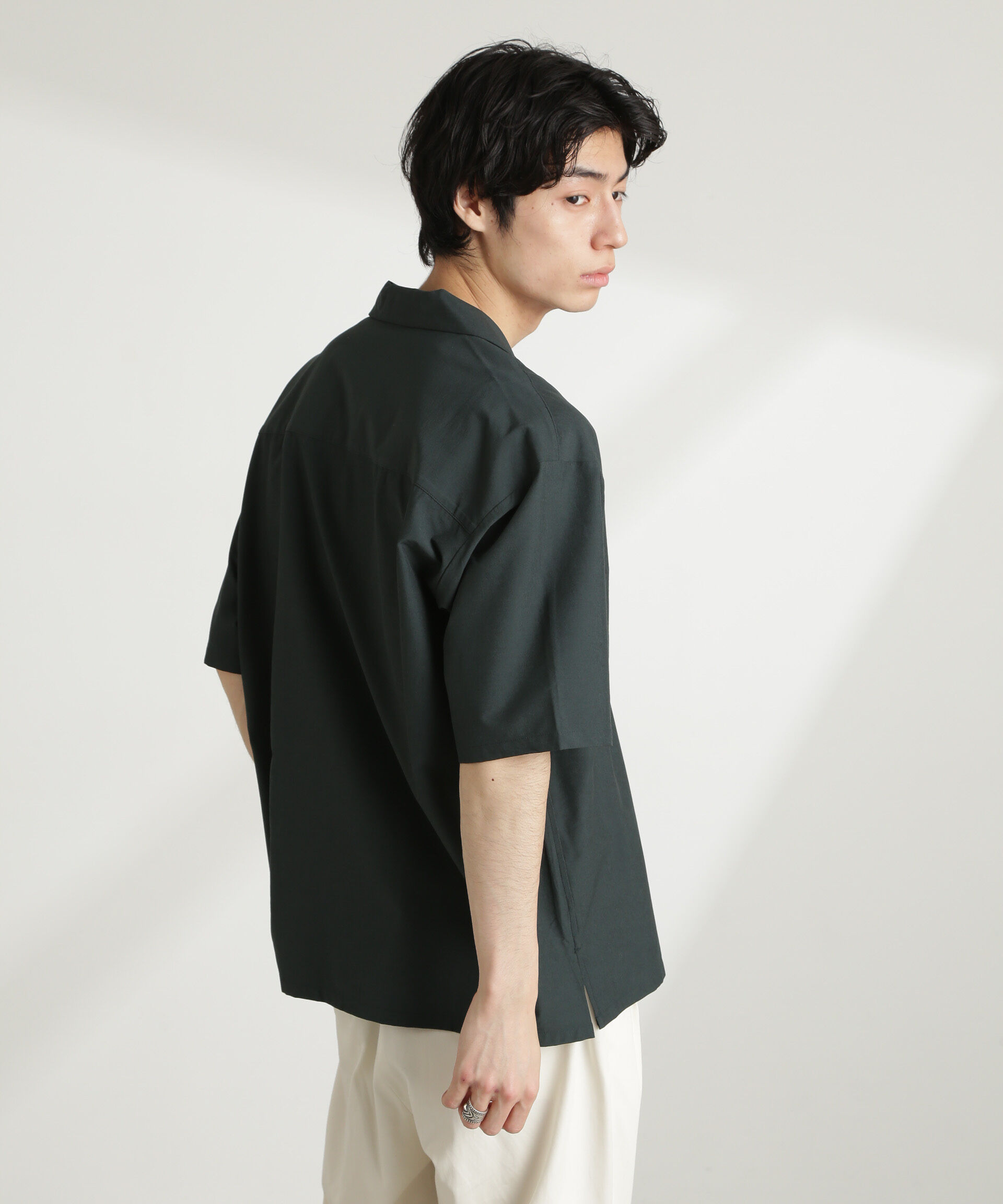 nano･universe「ストレッチワイドオープンカラーシャツ 半袖(セットアップ可)」|シャツ・ブラウス|