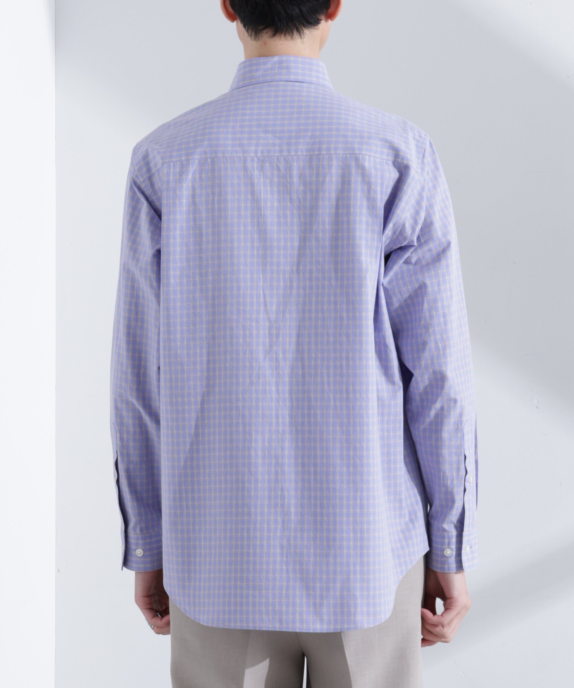  「タイプライターチェックステンカラーシャツ　長袖」|シャツ・ブラウス|