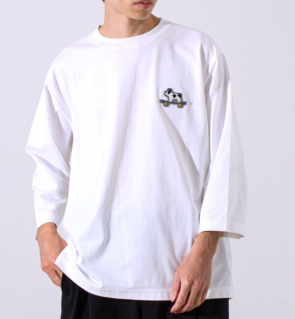 GLOSTER「【GLOSTER/グロスター】デジブル 七分袖Tシャツ ドット刺繍」|Tシャツ・カットソー|