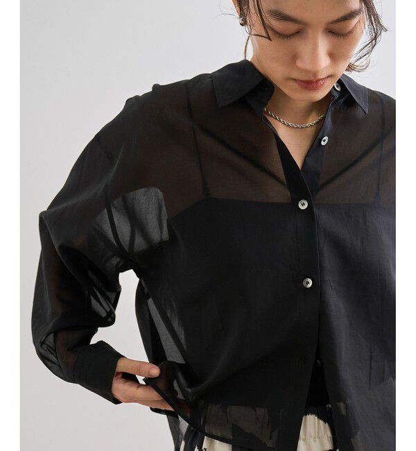 ROPE「【洗える】コットンシアークロップドシャツブラウス」|シャツ・ブラウス|