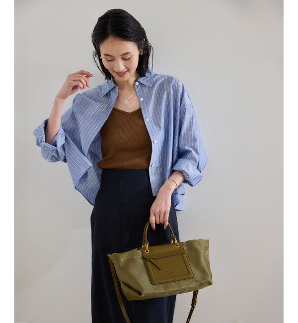 ROPE「【洗える】コットンシアークロップドシャツブラウス」|シャツ・ブラウス|