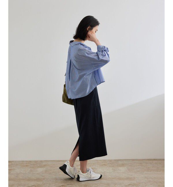 ROPE「【洗える】コットンシアークロップドシャツブラウス」|シャツ・ブラウス|
