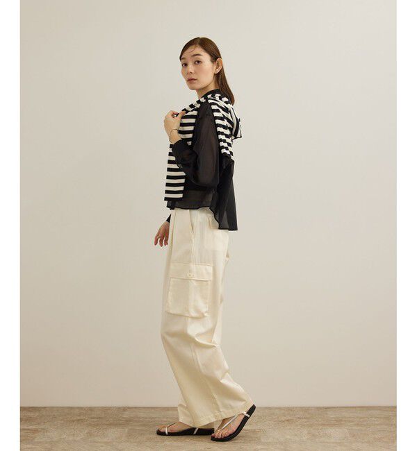 ROPE「【洗える】コットンシアークロップドシャツブラウス」|シャツ・ブラウス|