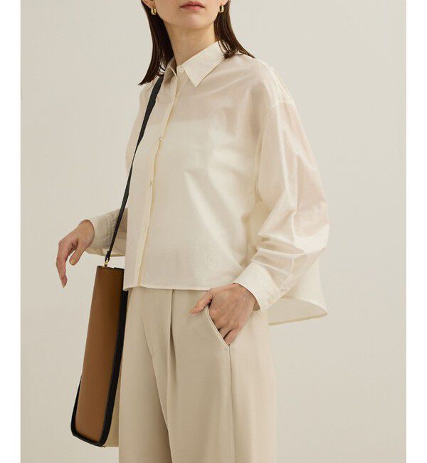 ROPE「【洗える】コットンシアークロップドシャツブラウス」|シャツ・ブラウス|