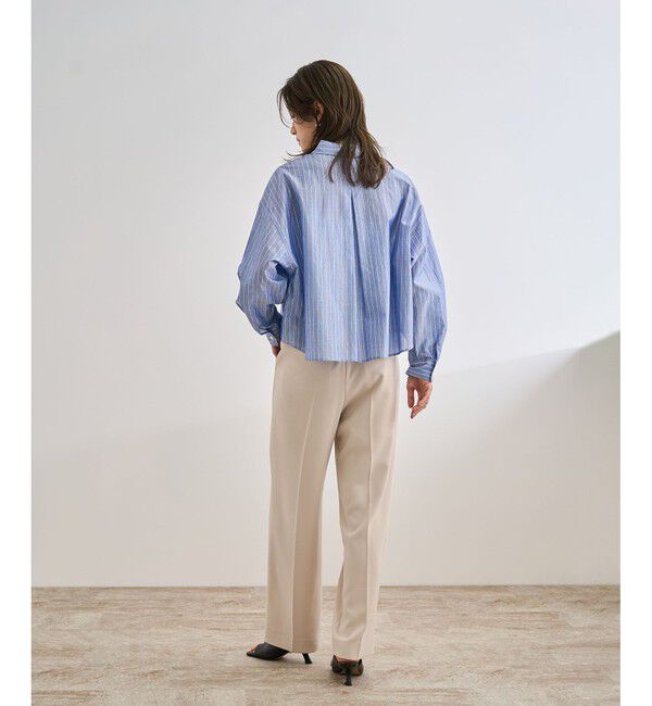 ROPE「【洗える】コットンシアークロップドシャツブラウス」|シャツ・ブラウス|