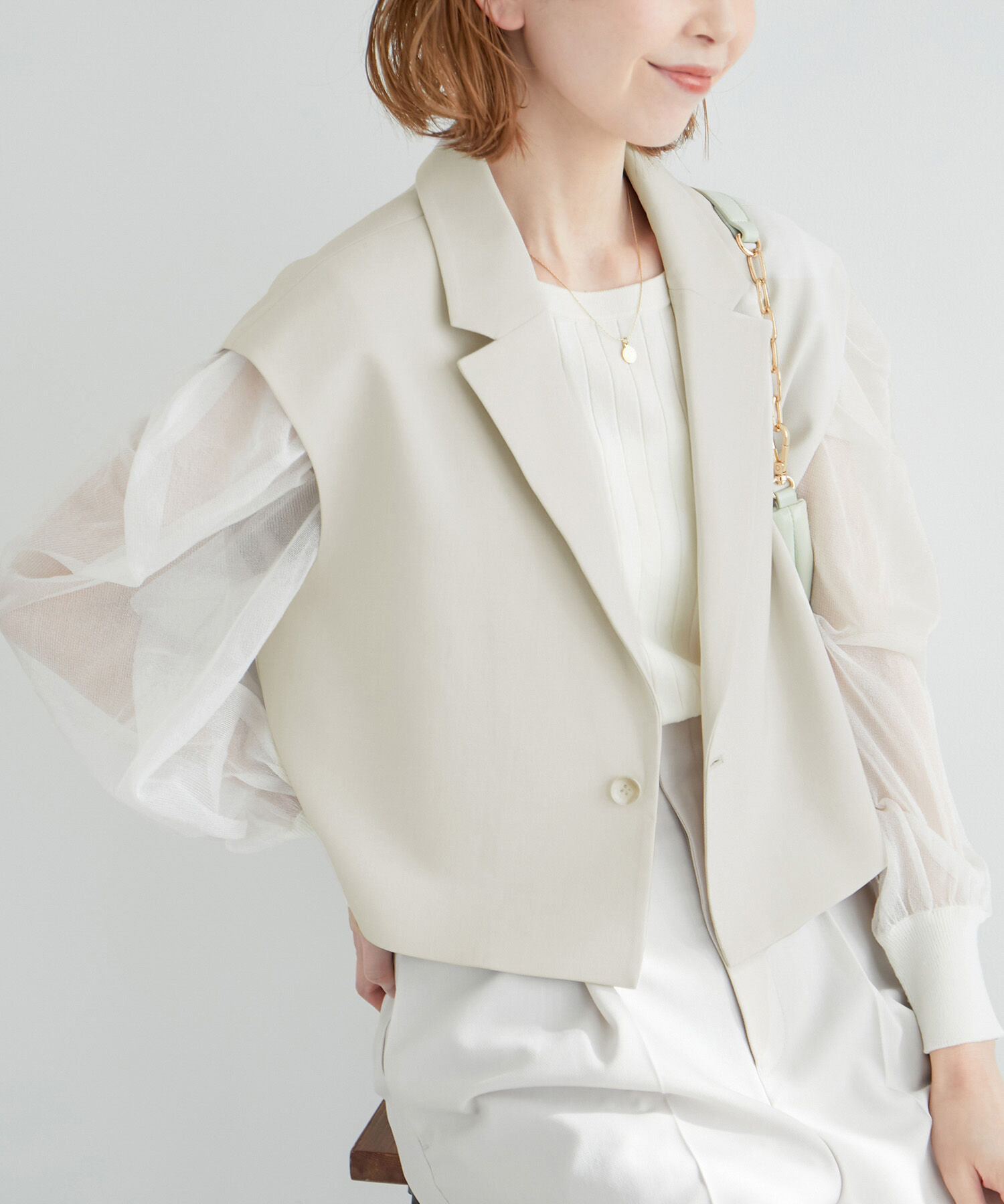 Rope&rsquo;Picnic「ショート丈ジレ/UVカット・リンクコーデ」|ベスト・ジレ|ベージュ系(29)