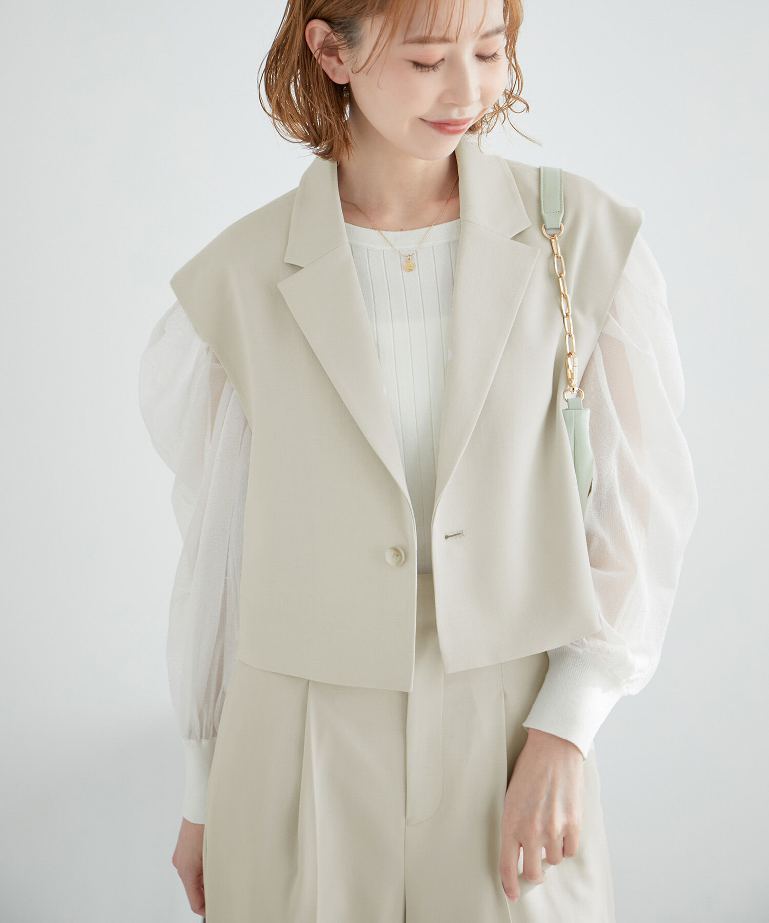 Rope&rsquo;Picnic「ショート丈ジレ/UVカット・リンクコーデ」|ベスト・ジレ|