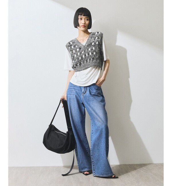 ADAM ET ROPE'「【WEB限定】・【定番人気】パターンニットジレコンビワンピース」|ワンピース|