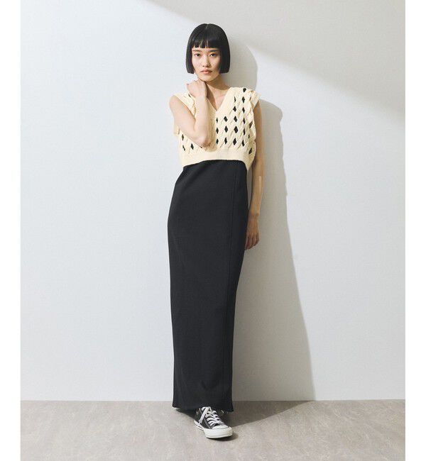 ADAM ET ROPE'「【WEB限定】・【定番人気】パターンニットジレコンビワンピース」|ワンピース|オフホワイト(15)