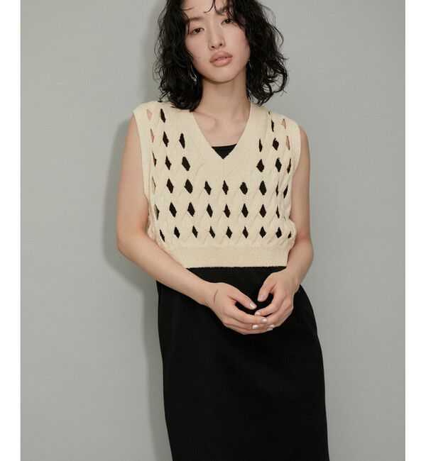 ADAM ET ROPE'「【WEB限定】・【定番人気】パターンニットジレコンビワンピース」|ワンピース|