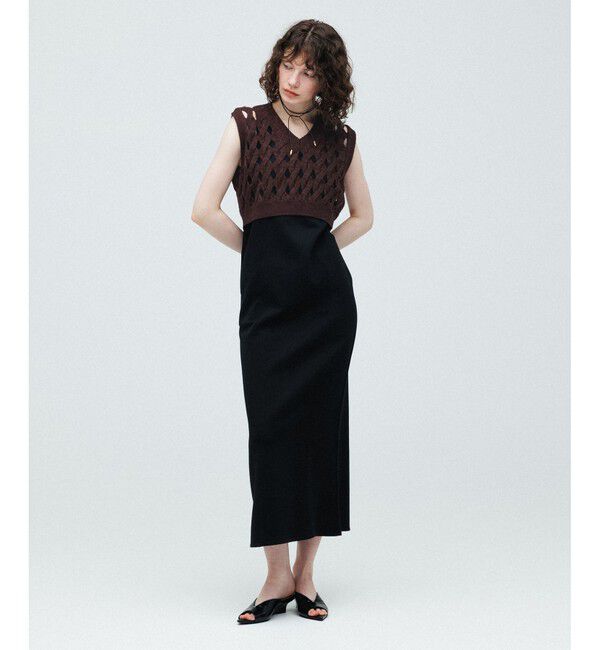 ADAM ET ROPE'「【WEB限定】・【定番人気】パターンニットジレコンビワンピース」|ワンピース|