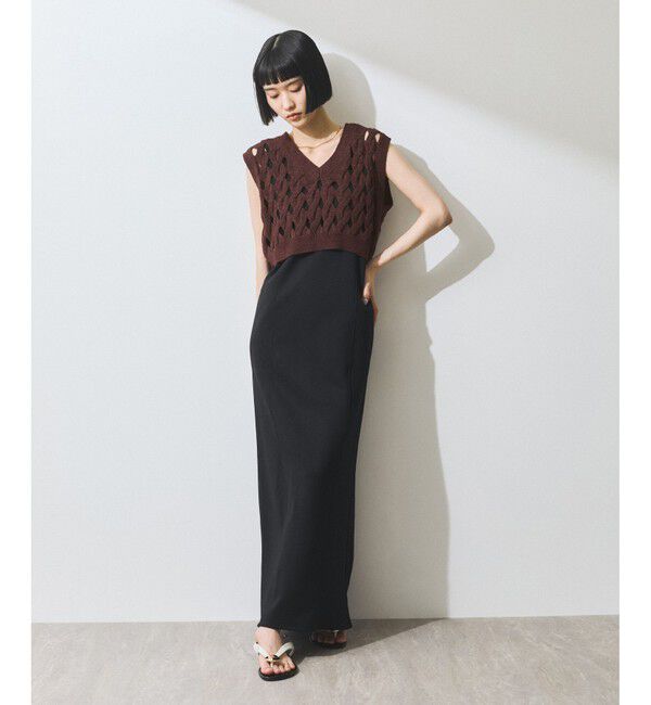 ADAM ET ROPE'「【WEB限定】・【定番人気】パターンニットジレコンビワンピース」|ワンピース|