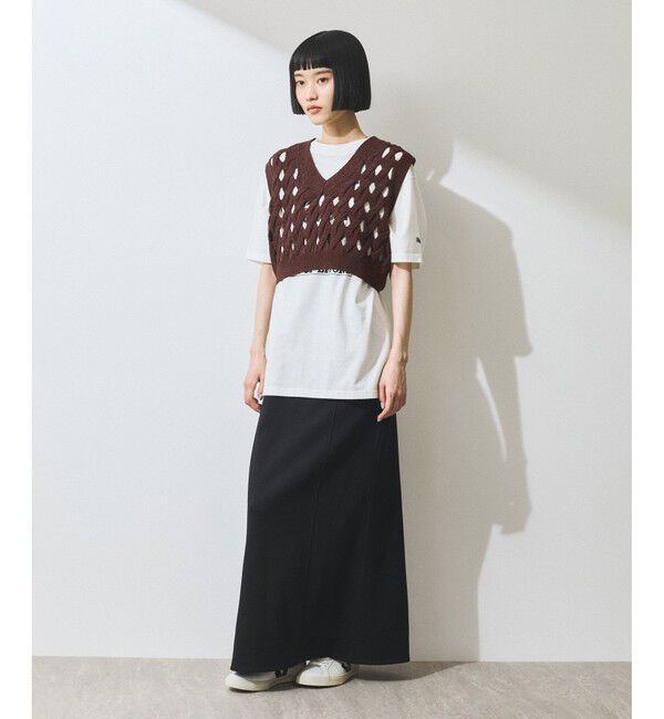 ADAM ET ROPE'「【WEB限定】・【定番人気】パターンニットジレコンビワンピース」|ワンピース|