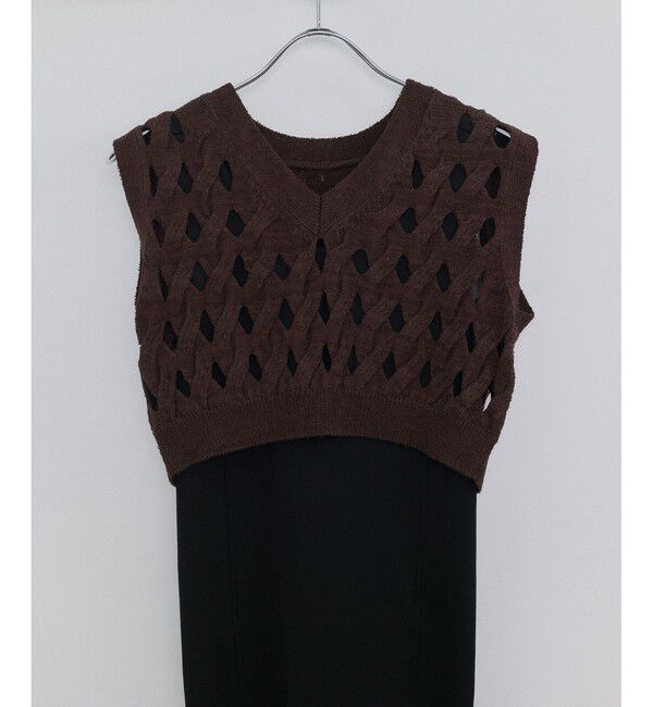 ADAM ET ROPE'「【WEB限定】・【定番人気】パターンニットジレコンビワンピース」|ワンピース|