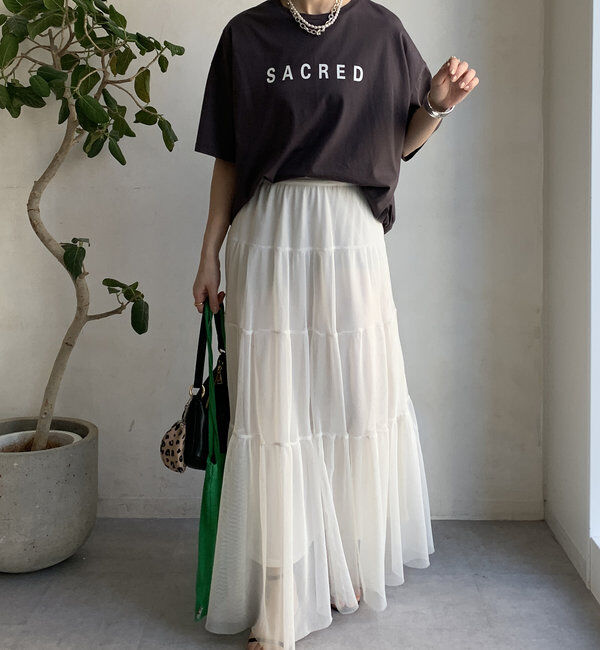  「【WEB限定】バックギャザーSACREDロゴTEE」|Tシャツ・カットソー|