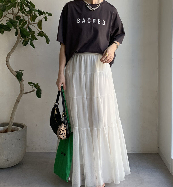  「【WEB限定】バックギャザーSACREDロゴTEE」|Tシャツ・カットソー|