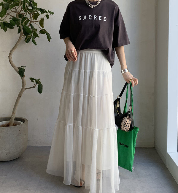  「【WEB限定】バックギャザーSACREDロゴTEE」|Tシャツ・カットソー|