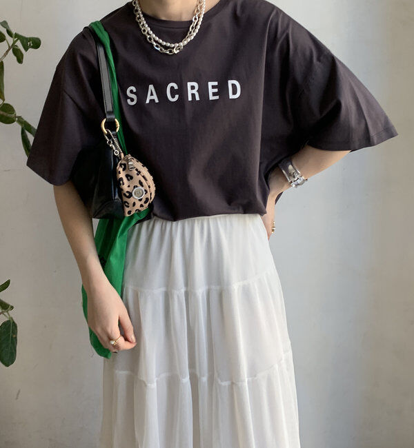  「【WEB限定】バックギャザーSACREDロゴTEE」|Tシャツ・カットソー|