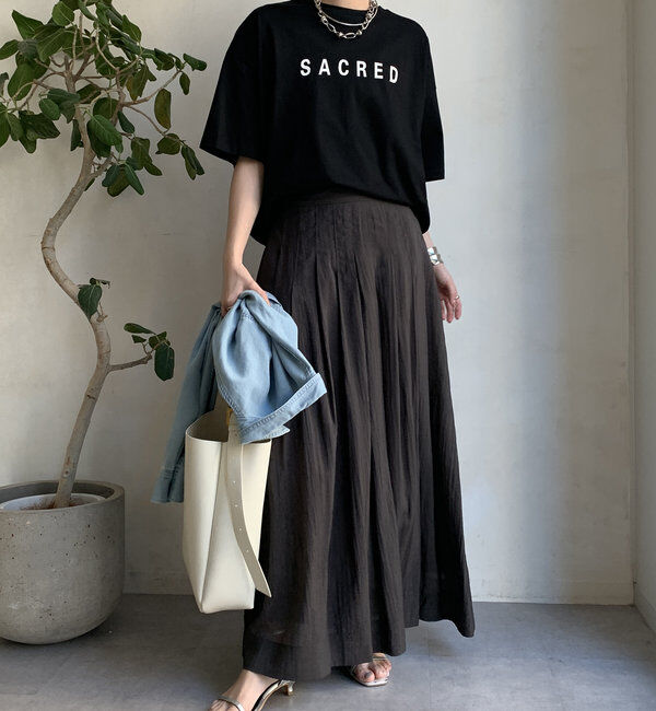  「【WEB限定】バックギャザーSACREDロゴTEE」|Tシャツ・カットソー|