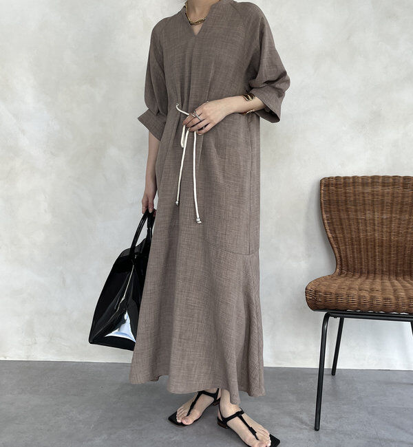  「【WEB限定】ロープベルトリネンライクワンピース」|ワンピース|