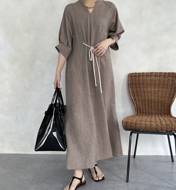  「【WEB限定】ロープベルトリネンライクワンピース」|ワンピース|