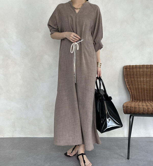  「【WEB限定】ロープベルトリネンライクワンピース」|ワンピース|