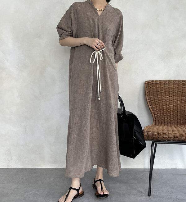  「【WEB限定】ロープベルトリネンライクワンピース」|ワンピース|