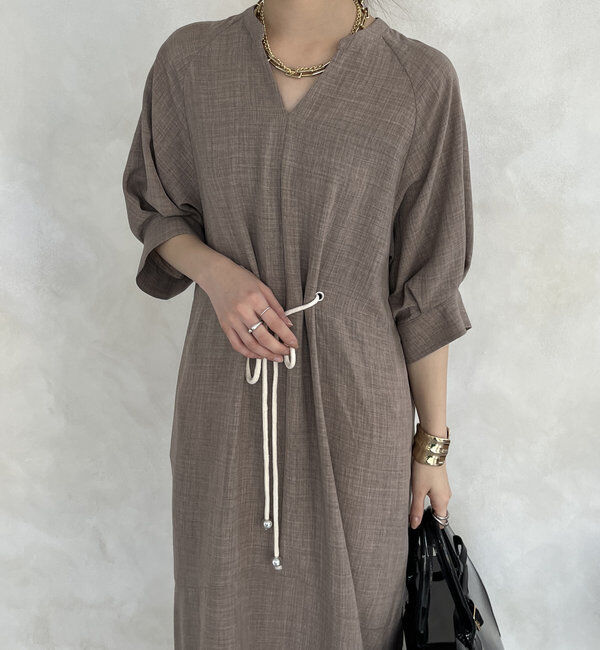  「【WEB限定】ロープベルトリネンライクワンピース」|ワンピース|