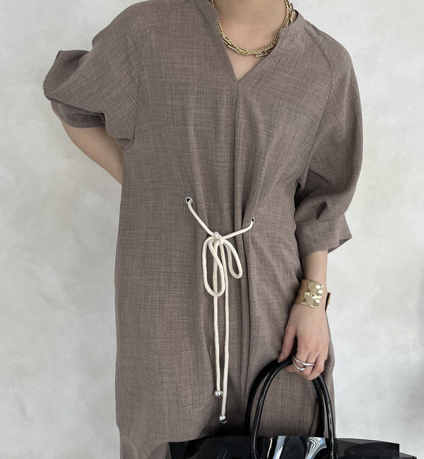  「【WEB限定】ロープベルトリネンライクワンピース」|ワンピース|