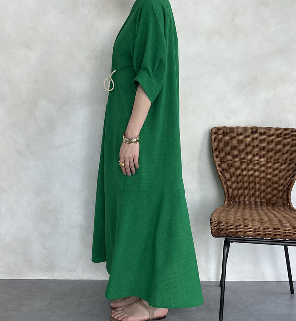  「【WEB限定】ロープベルトリネンライクワンピース」|ワンピース|