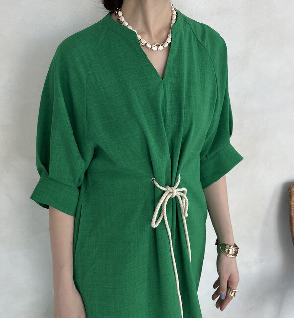  「【WEB限定】ロープベルトリネンライクワンピース」|ワンピース|