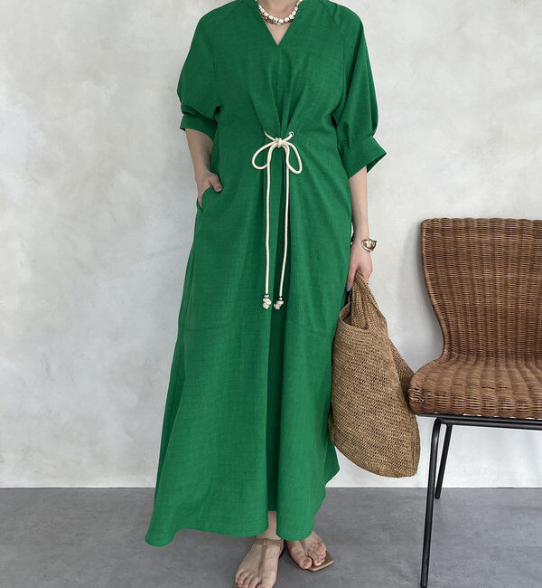  「【WEB限定】ロープベルトリネンライクワンピース」|ワンピース|