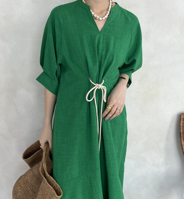 「【WEB限定】ロープベルトリネンライクワンピース」|ワンピース|