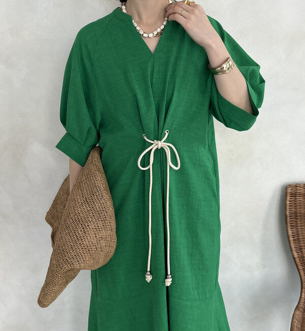  「【WEB限定】ロープベルトリネンライクワンピース」|ワンピース|