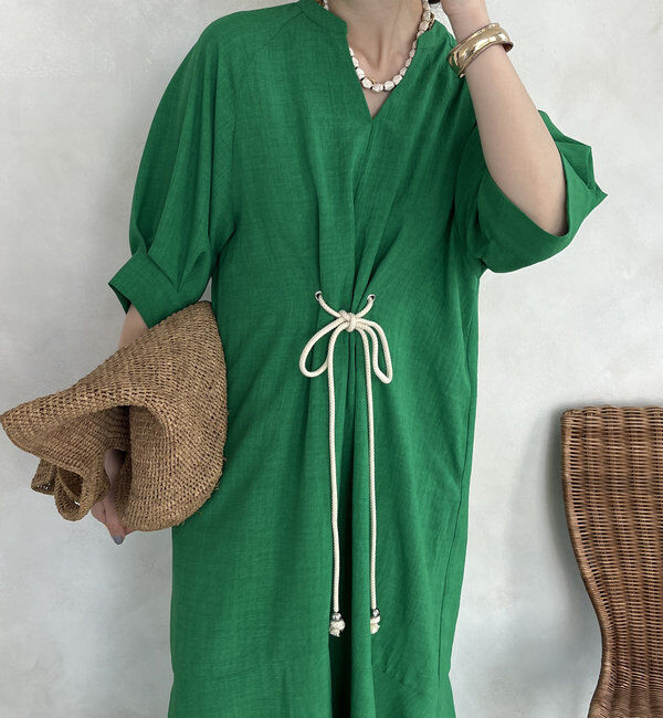  「【WEB限定】ロープベルトリネンライクワンピース」|ワンピース|