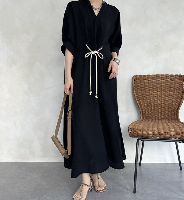  「【WEB限定】ロープベルトリネンライクワンピース」|ワンピース|