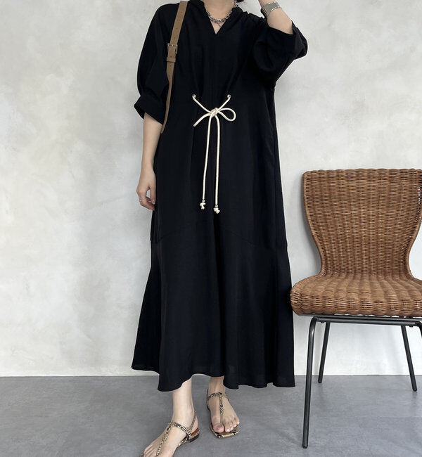  「【WEB限定】ロープベルトリネンライクワンピース」|ワンピース|