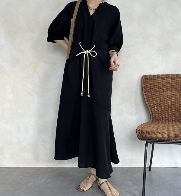  「【WEB限定】ロープベルトリネンライクワンピース」|ワンピース|