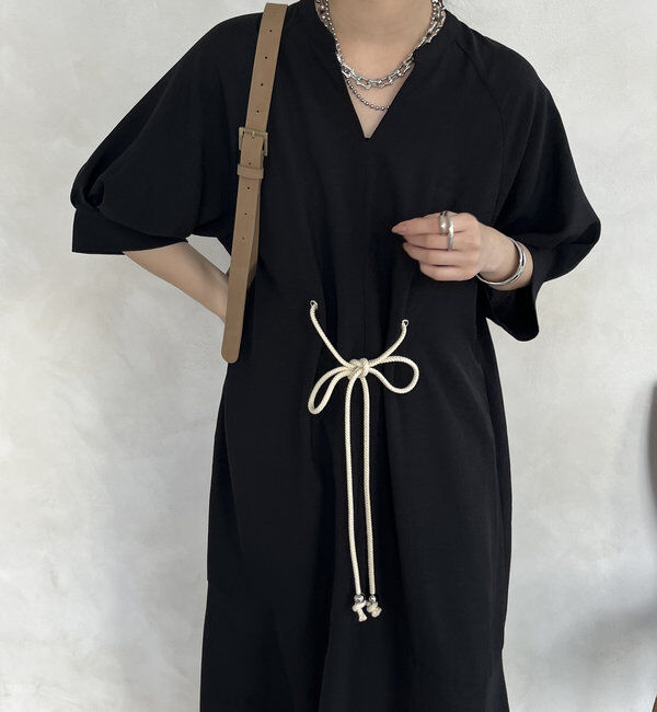  「【WEB限定】ロープベルトリネンライクワンピース」|ワンピース|