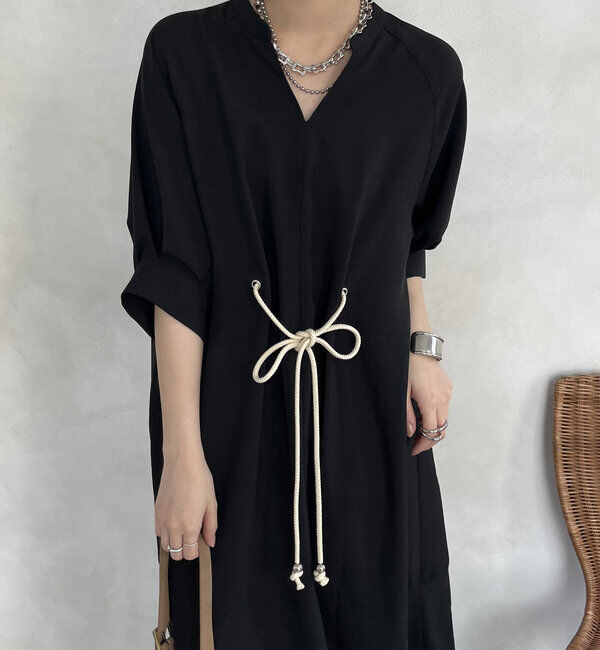  「【WEB限定】ロープベルトリネンライクワンピース」|ワンピース|