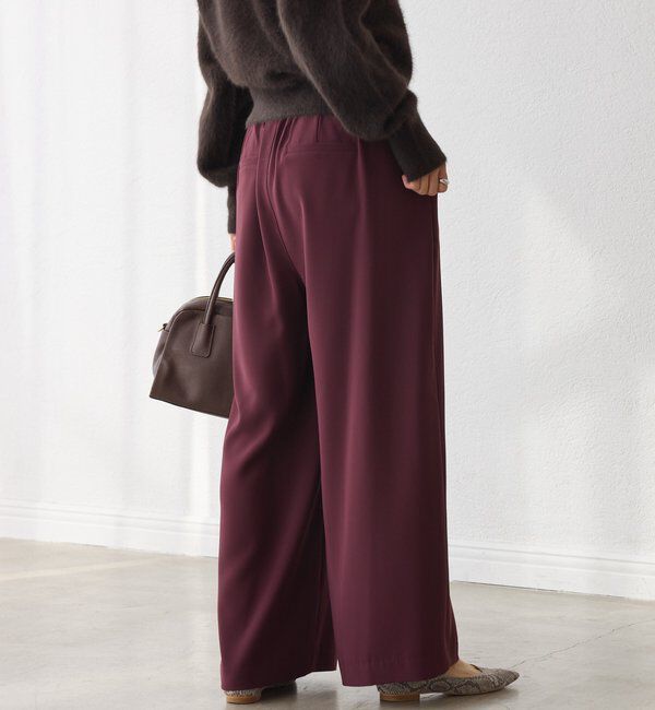  「【ウォッシャブル】【シーズンレスで使える】タックワイドスラックス」|チノ|