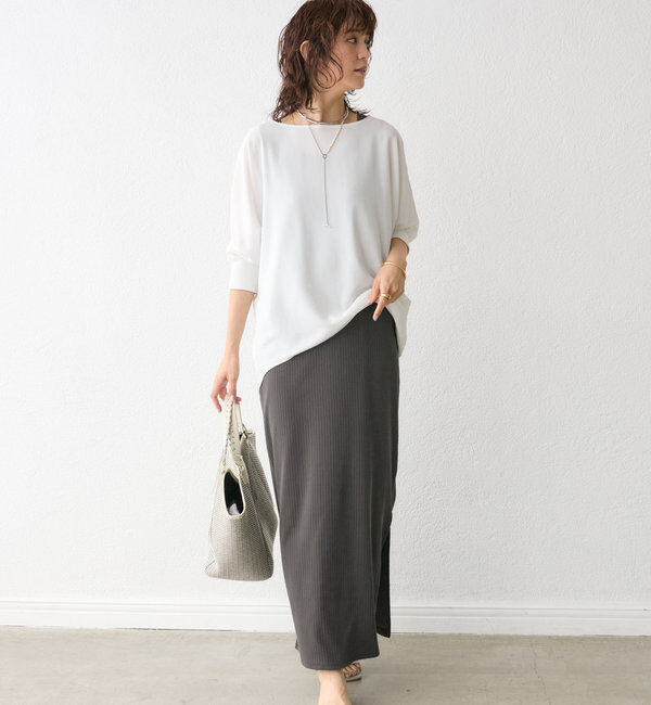  「【レビュー高評価/冷房・日焼け対策◎】リブ付きジョーゼットドルマンブラウス」|シャツ・ブラウス|