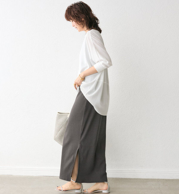  「【レビュー高評価/冷房・日焼け対策◎】リブ付きジョーゼットドルマンブラウス」|シャツ・ブラウス|