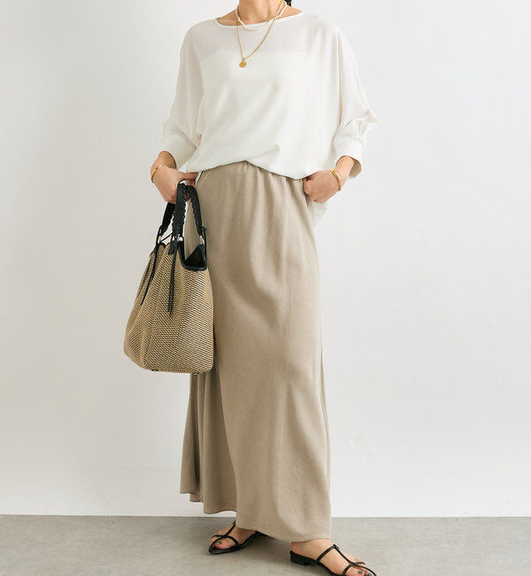  「【レビュー高評価/冷房・日焼け対策◎】リブ付きジョーゼットドルマンブラウス」|シャツ・ブラウス|