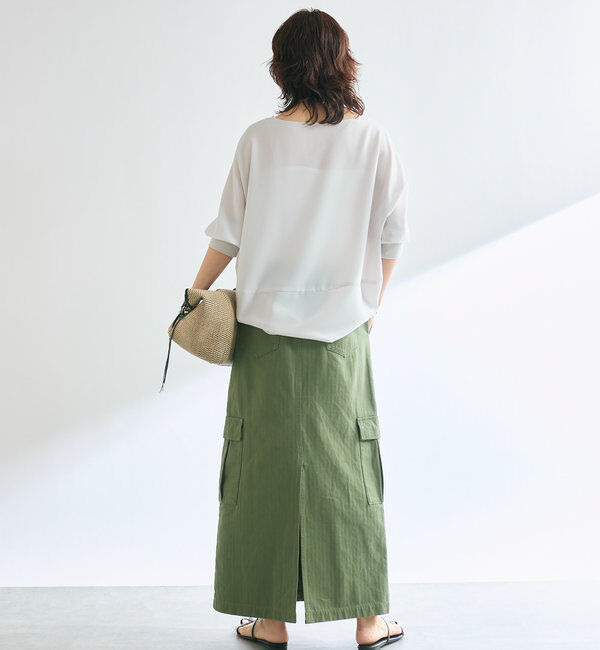  「【レビュー高評価/冷房・日焼け対策◎】リブ付きジョーゼットドルマンブラウス」|シャツ・ブラウス|