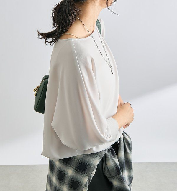  「【レビュー高評価/冷房・日焼け対策◎】リブ付きジョーゼットドルマンブラウス」|シャツ・ブラウス|