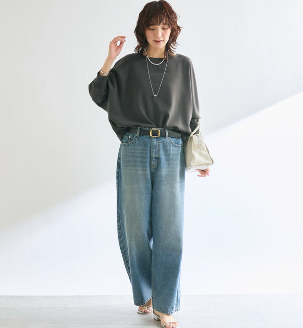  「【レビュー高評価/冷房・日焼け対策◎】リブ付きジョーゼットドルマンブラウス」|シャツ・ブラウス|