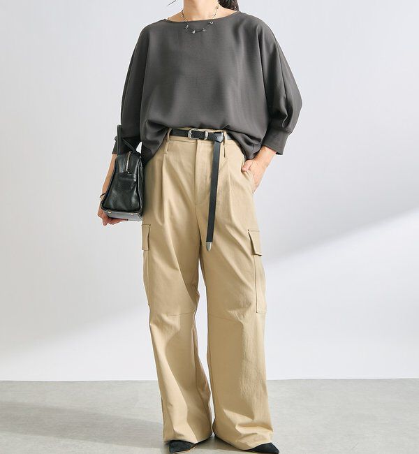  「【レビュー高評価/冷房・日焼け対策◎】リブ付きジョーゼットドルマンブラウス」|シャツ・ブラウス|