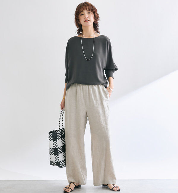  「【レビュー高評価/冷房・日焼け対策◎】リブ付きジョーゼットドルマンブラウス」|シャツ・ブラウス|