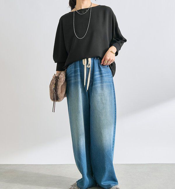  「【レビュー高評価/冷房・日焼け対策◎】リブ付きジョーゼットドルマンブラウス」|シャツ・ブラウス|